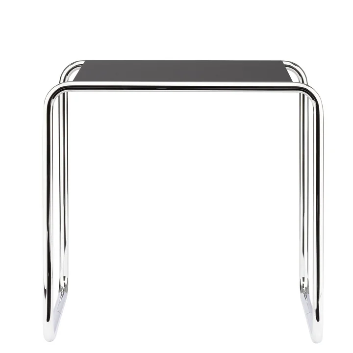B 9 b Set table from Thonet in chrome / top coat deep black (RAL 9005)