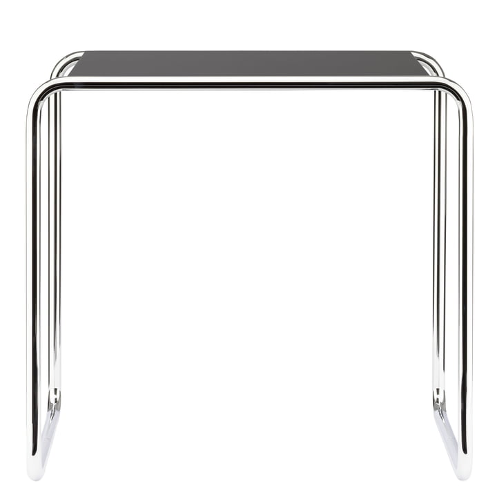 B 9 c set table from Thonet in chrome / top coat deep black (RAL 9005)