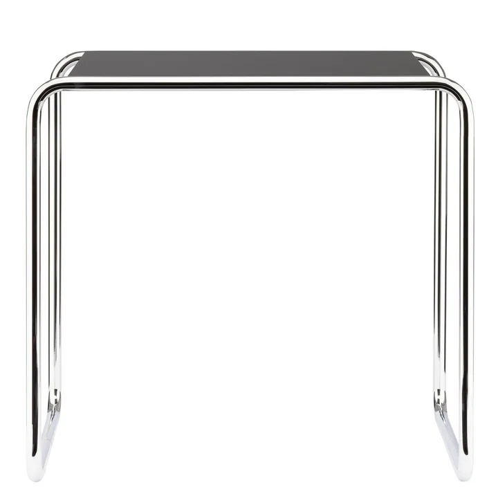 B 9 c Set table from Thonet in chrome / top coat deep black (RAL 9005)