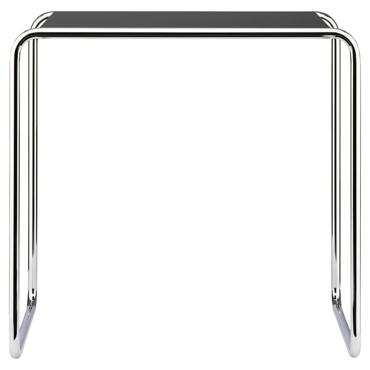 B 9 d set table from Thonet in chrome / top coat deep black (RAL 9005)