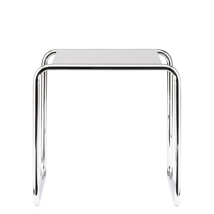 B 9 a Set table from Thonet in chrome / top coat pure white (RAL 9010)