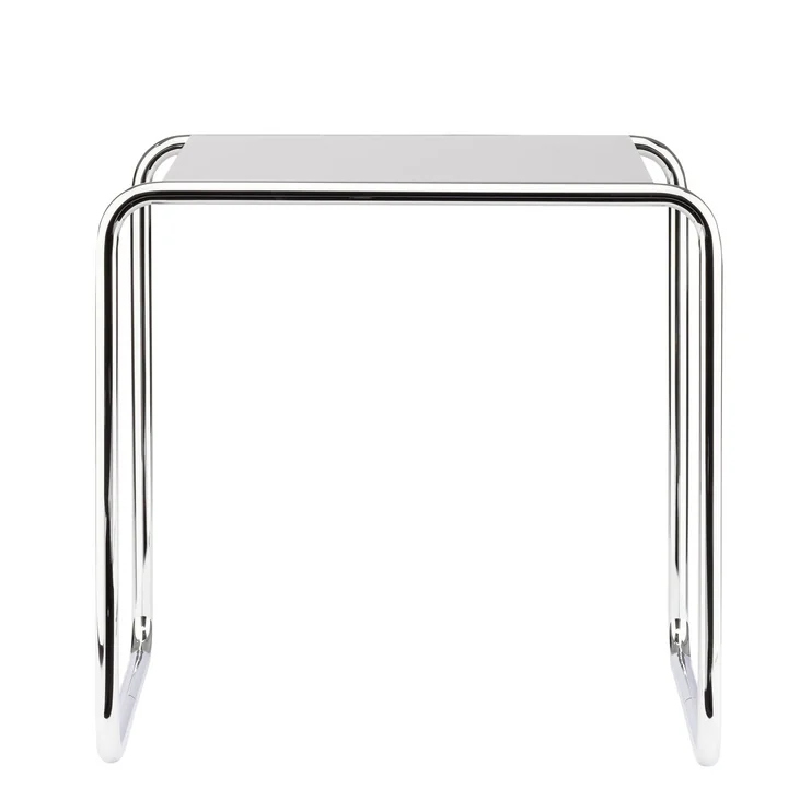 B 9 b Set table from Thonet in chrome / top coat pure white (RAL 9010)