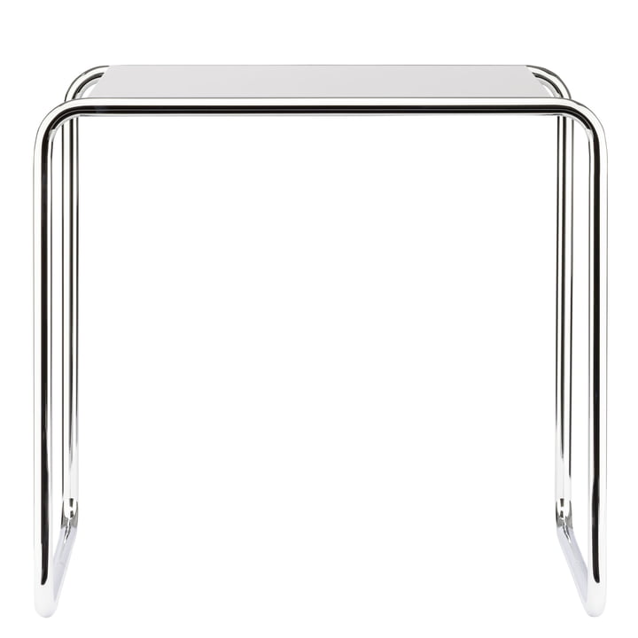 B 9 c set table from Thonet in chrome / top coat pure white (RAL 9010)