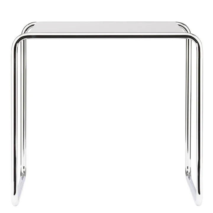 B 9 c Set table from Thonet in chrome / top coat pure white (RAL 9010)