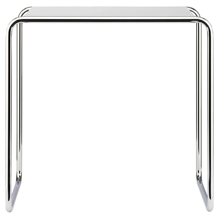 B 9 d Set table from Thonet in chrome / top coat pure white (RAL 9010)