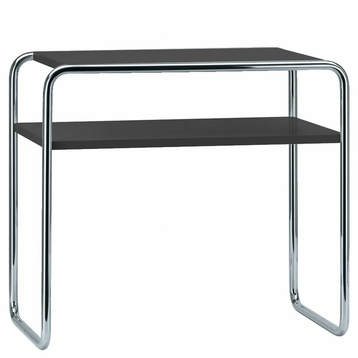 B 9 d/1 Set table, chrome / top coat deep black (RAL 9005) from Thonet