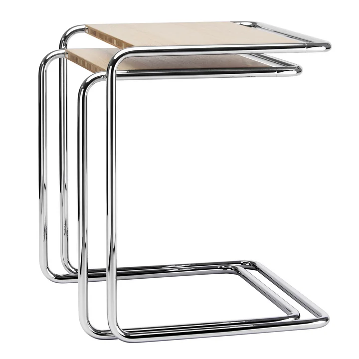B 97 Set of coffee tables from Thonet in chrome / oiled oak (Pure Materials)