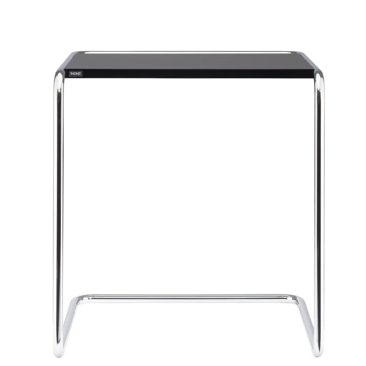 B 97 a Set table from Thonet in chrome / top coat deep black (RAL 9005)