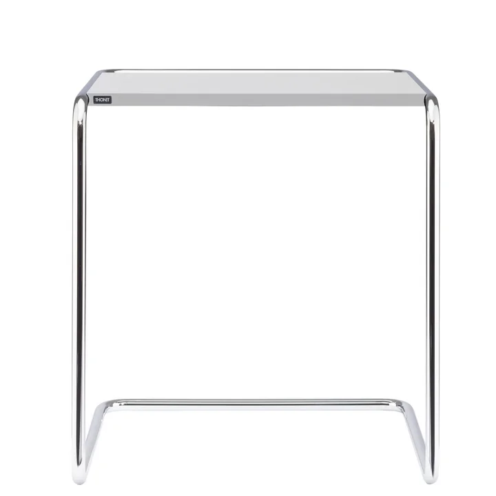 B 97 a Set table from Thonet in chrome / top coat pure white (RAL 9010)