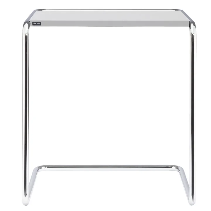 B 97 b Set table from Thonet in chrome / top coat pure white (RAL 9010)