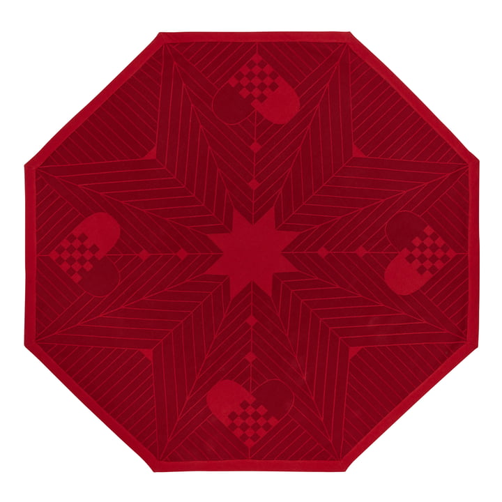 Octagon Christmas tree carpet 130 x 130 cm by Georg Jensen Damask in deep red