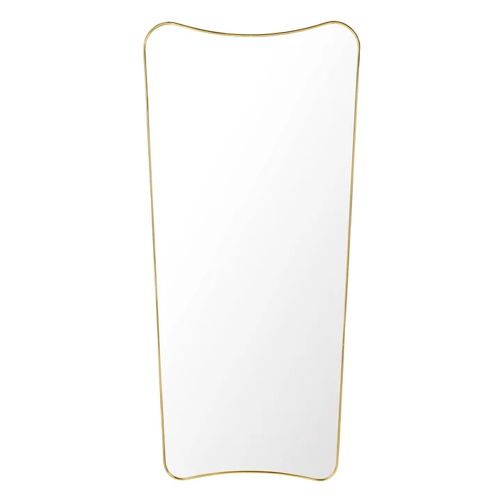 F.A. 33 Rectangular Wall Mirror 146 x 69 by Gubi in Brass