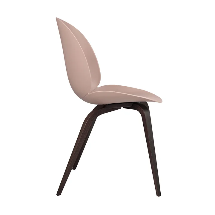 Beetle Dining Chair with wood base in stained black / sweet pink
