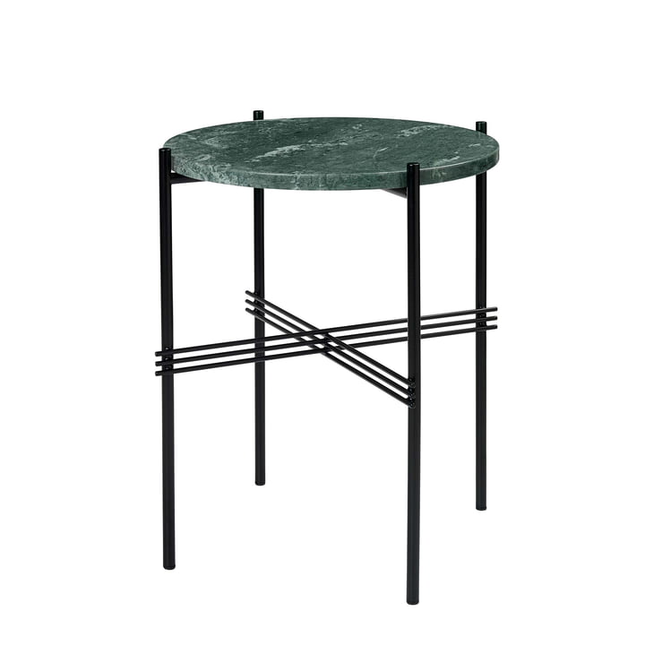 TS Coffee Table Ø 40 cm in Black / Green Marble