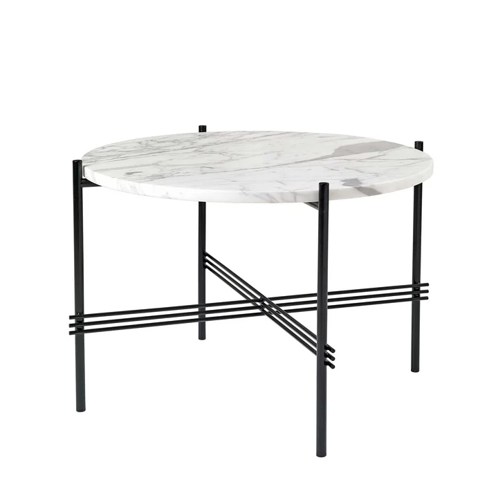 TS Coffee table Ø 55 cm from Gubi in black / marble white