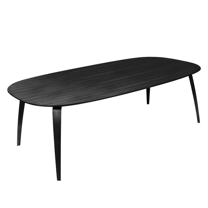 Elliptical Dining Table 120 x 230 cm by Gubi in Black Stained Ash