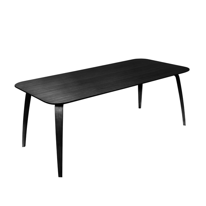 Rectangular dining table 100 x 200 cm by Gubi in black stained ash