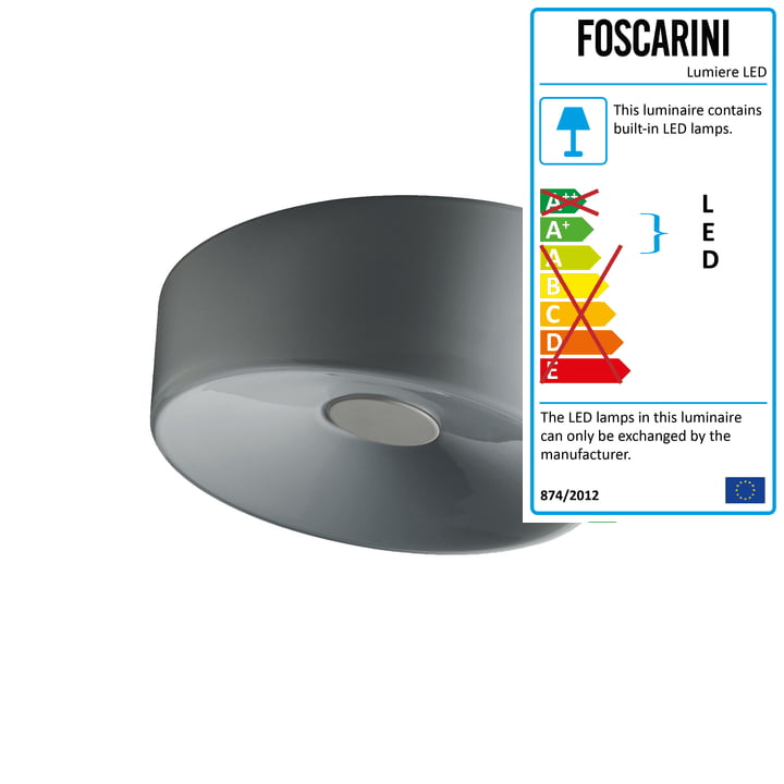 Foscarini - Lumiere XXS Wall and Ceiling Lamp LED, grey