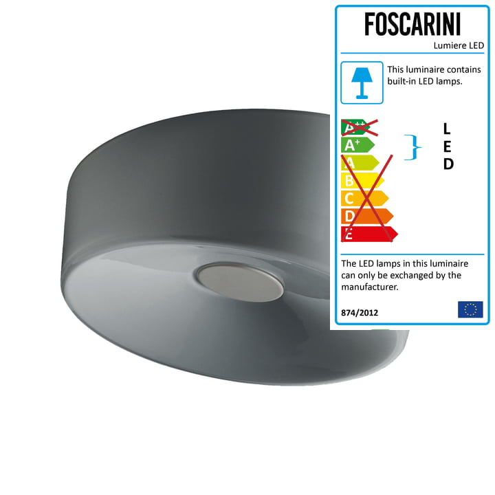 Foscarini - Lumiere XXL Wall and Ceiling Lamp LED, grey