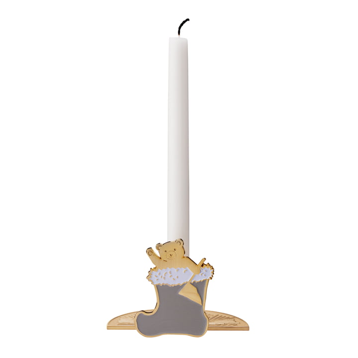 While Waiting Candleholder Boots from Stelton in brass / dark grey
