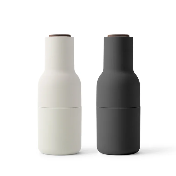 Bottle Salt and pepper mill set by Audo in Ash / Carbon (wooden lid walnut)