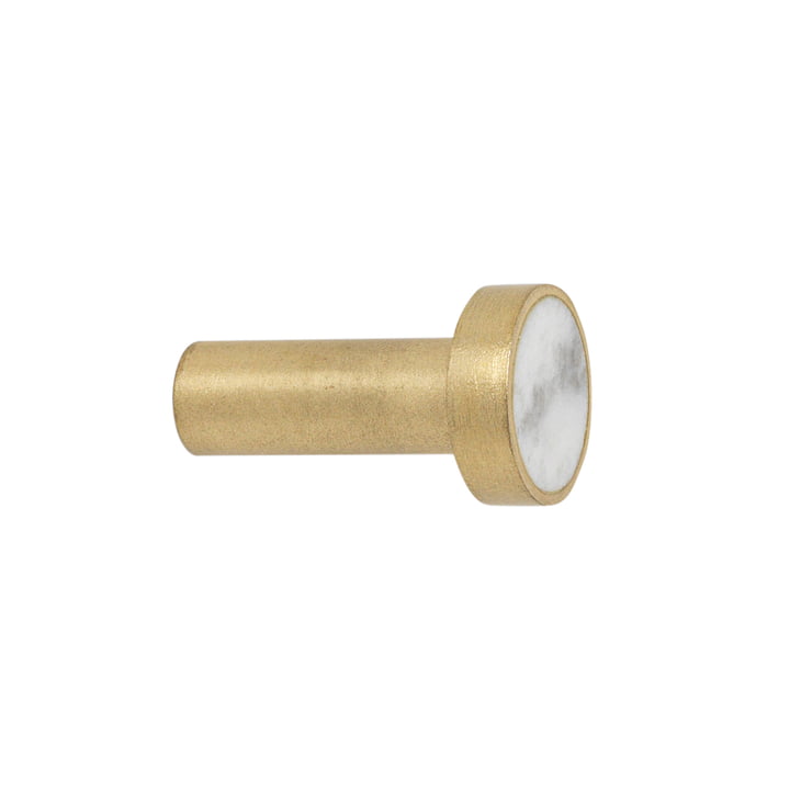 ferm Living - Stone Wall Hooks, Small in Brass / White Marble: