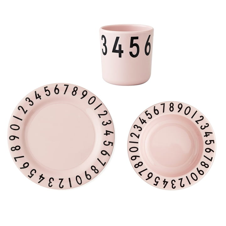 Melamine tableware set The Numbers from Design Letters in pink