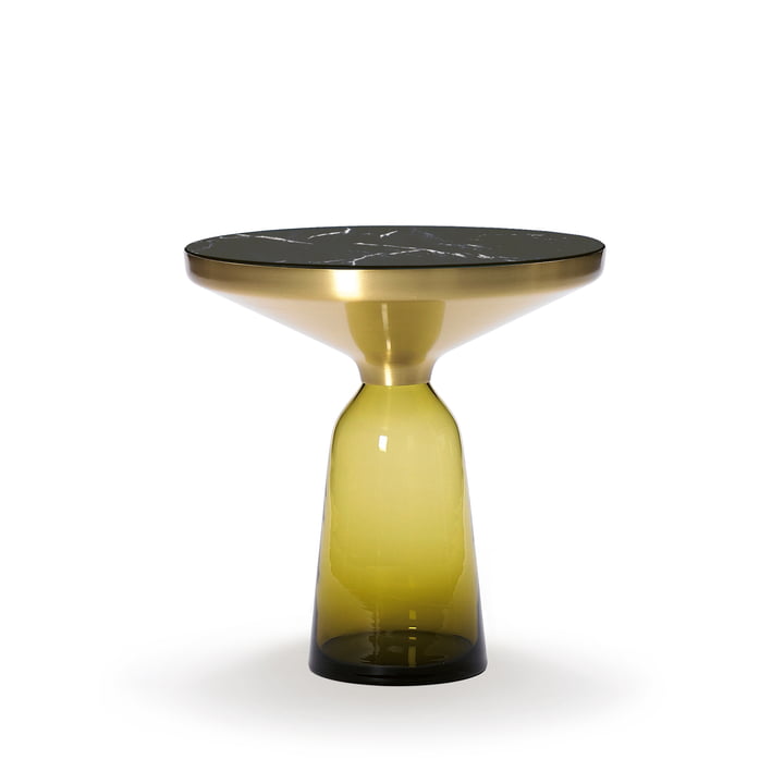 ClassiCon - Bell Side Table, brass / citrine yellow / black marble (Marquina)