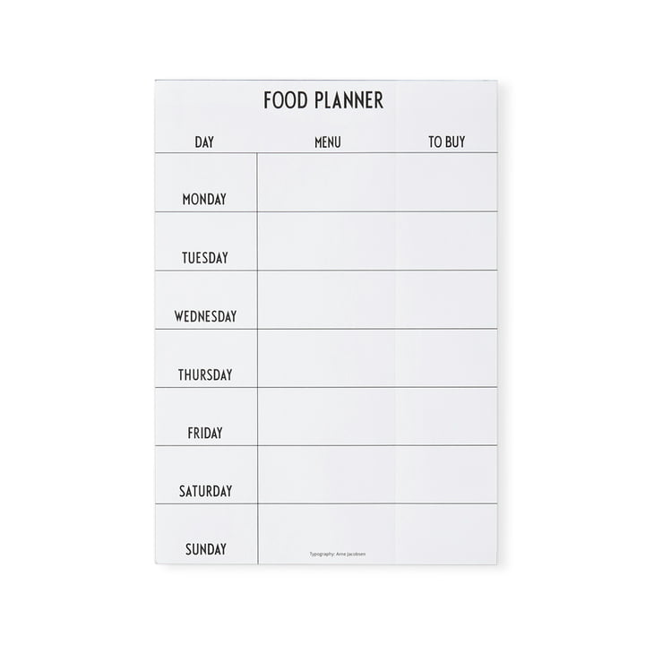 Weekly Food Planner A4 by Design Letter in White