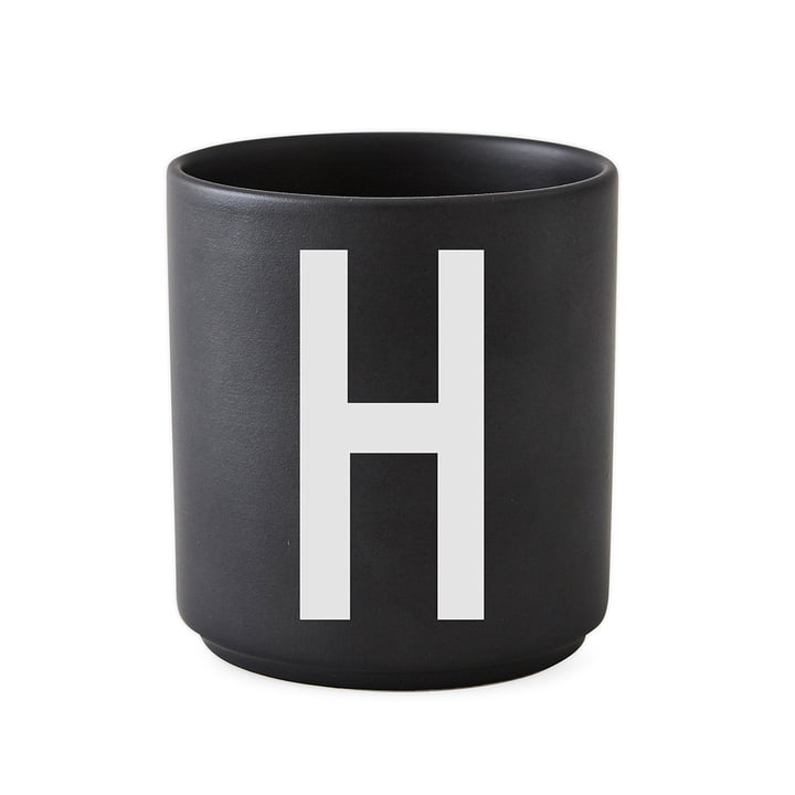 Design Letters - AJ Porcelain Cup H, black