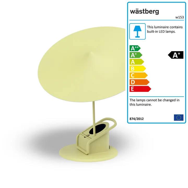w153 île table lamp from Wästberg in light yellow