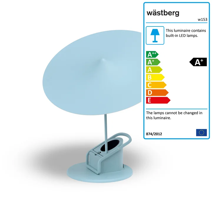w153 île table lamp from Wästberg in sky blue