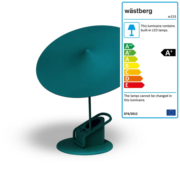 w153 île table lamp from Wästberg in petrol
