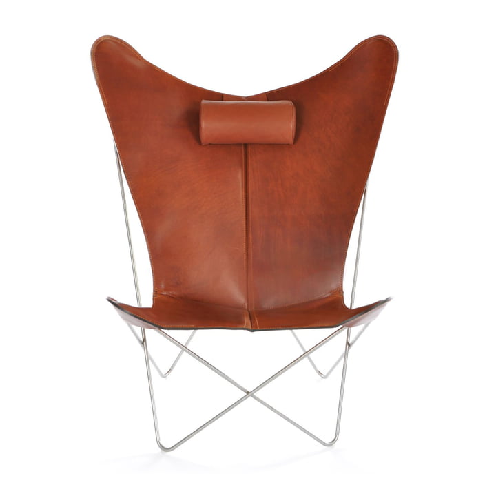 KS armchair by ox Denmarq made from stainless steel / cognac leather