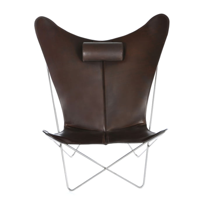 KS Chair by Ox Denmarq made from Stainless Steel / Mocca Leather