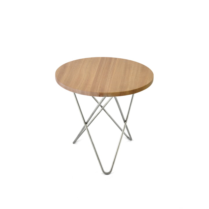 Mini O Side Table Ø 40 cm, Stainless Steel / Oak