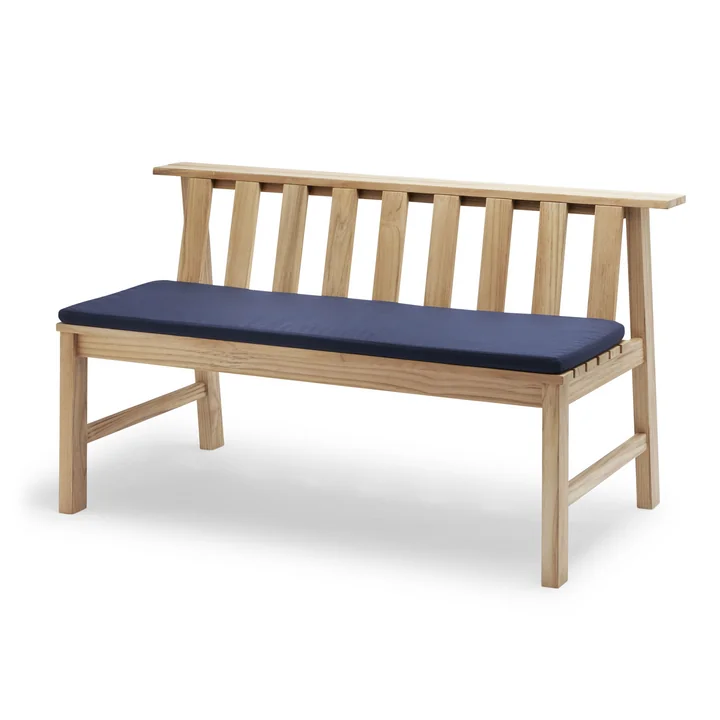 The Skagerak - Plank Bench 144 cm, Teak with Cushion in Marine Blue