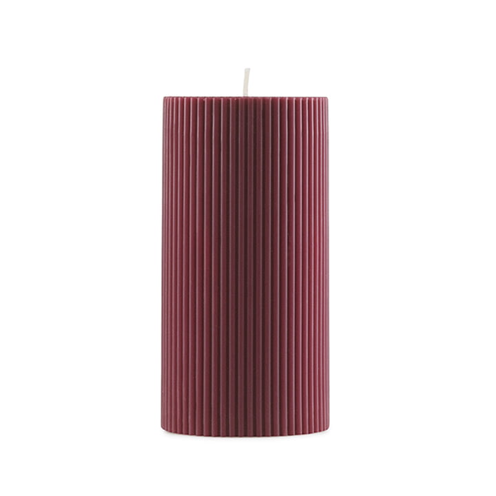 Normann Copenhagen - Grooved Pillar Candles in Dark Red