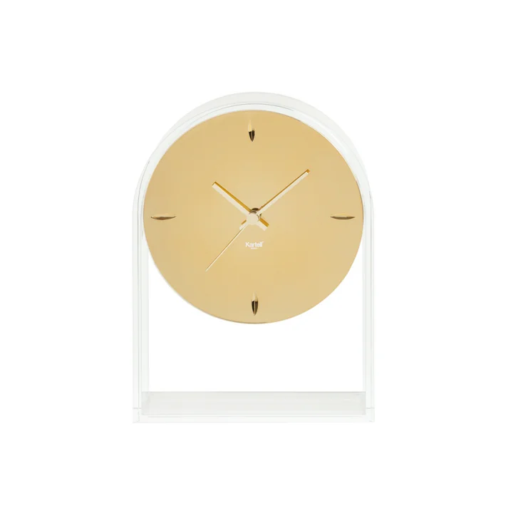Kartell - Air du Temps Table Clock, Clear Glass / Gold