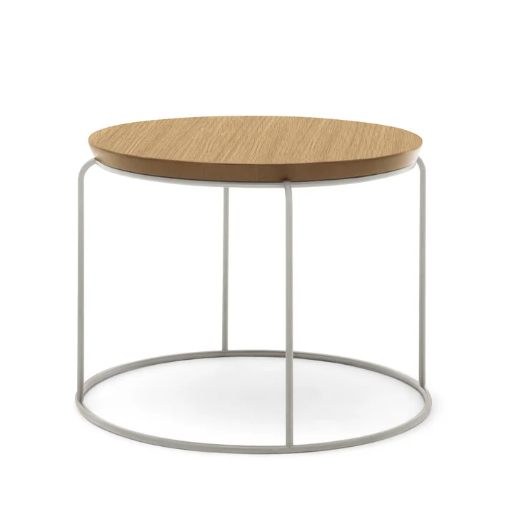 Freistil - 151 Coffee Table, H 39 cm / Ø 49 cm, Natural Oak / Telegrey (RAL 7074)