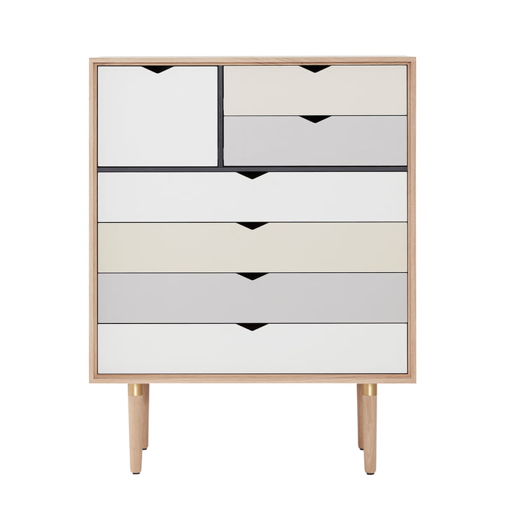 The Andersen Furniture - S8 Chest of Drawers, soaped oak / multicolour front