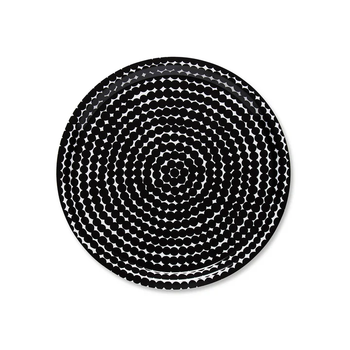 The Marimekko - Räsymatto Tray, Round Ø 31 cm in Black / White