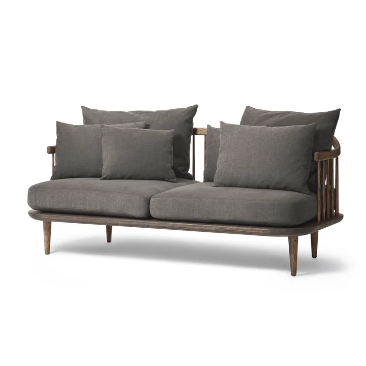 The &Tradition - FLY 2-Seater Sofa SC2, Smoked Oak Base / Hot Madison 093