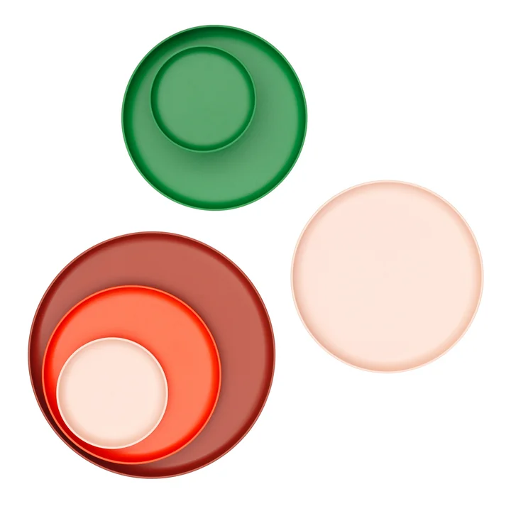 The Vitra - Trays, Red and Green (Set of 3)