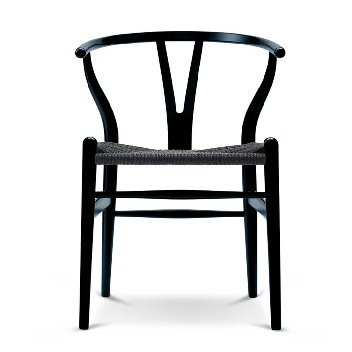 The Carl Hansen - CH24 Wishbone Chair , beech black / black wickerwork