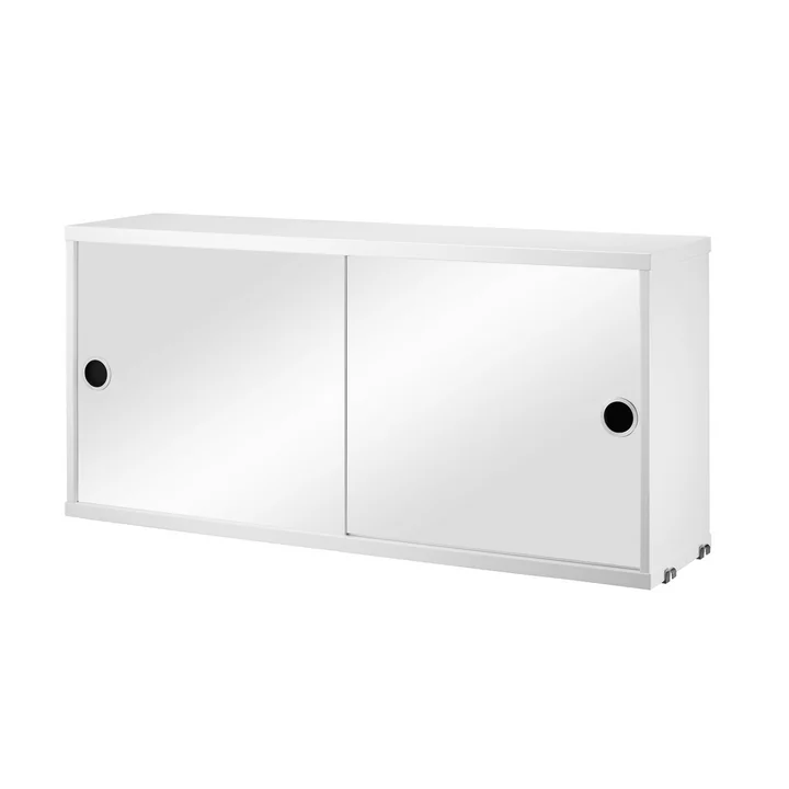 Cabinet Module with Sliding Doors 78 x 30 cm by String, mirrored/white