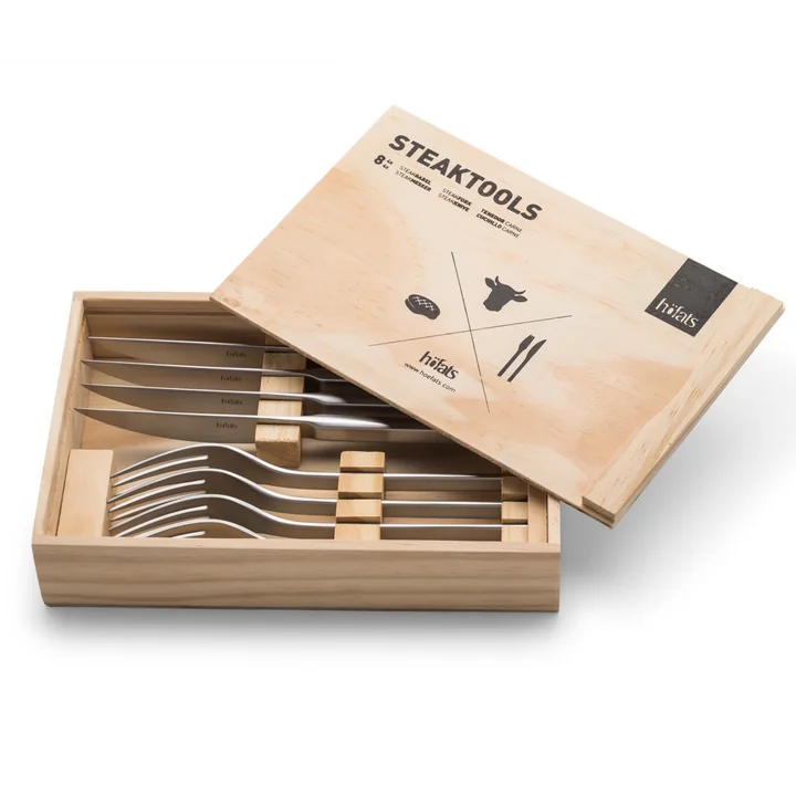 The höfats - Steak Cutlery, Brushed Stainless Steel (8 pcs)