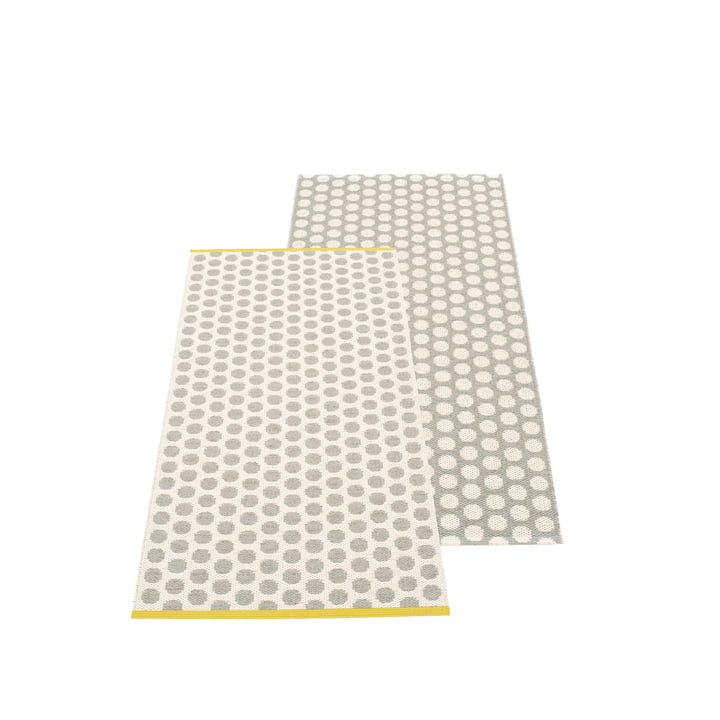 Pappelina - Noa reversible carpet, 70 x 150 cm, warm grey / vanilla / mustard edge
