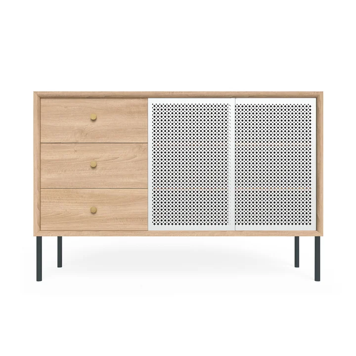Gabin Sideboard High with Drawers by Hartô in Oak / Light Grey (RAL 7035)
