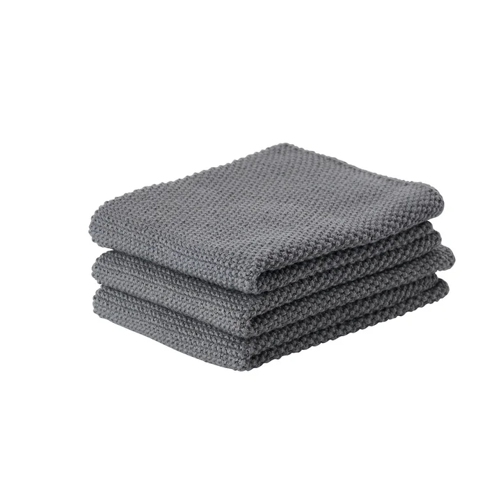The Zone Denmark - cleaning cloth, 27 x 27 cm, cool grey (set of 3)